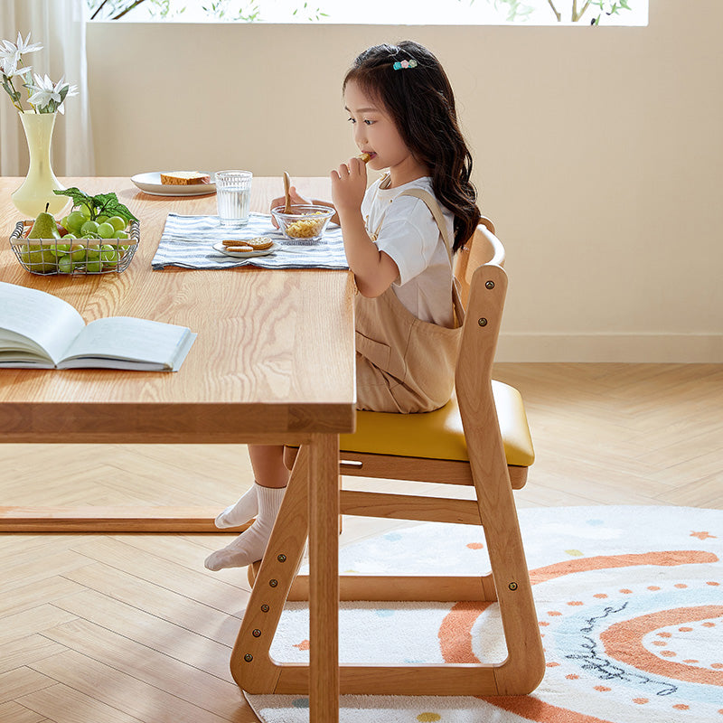 Armless Beech Wood Study Chair with Upholstered Seat Cushion