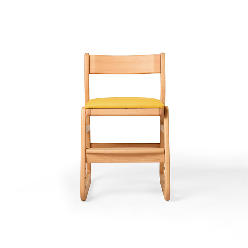 Armless Beech Wood Study Chair with Upholstered Seat Cushion