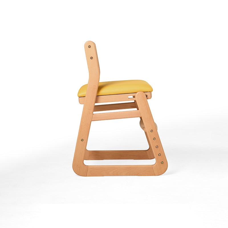 Armless Beech Wood Study Chair with Upholstered Seat Cushion