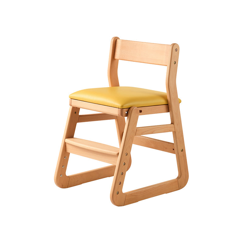Armless Beech Wood Study Chair with Upholstered Seat Cushion