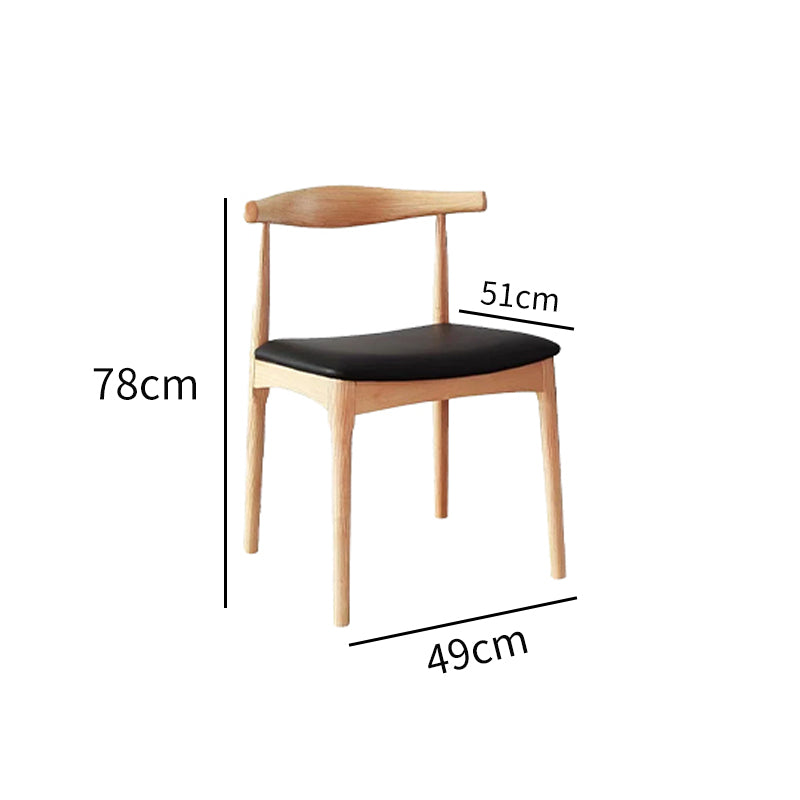 Solid Wood Dining Chair with PU Leather Cushion - Black Seat