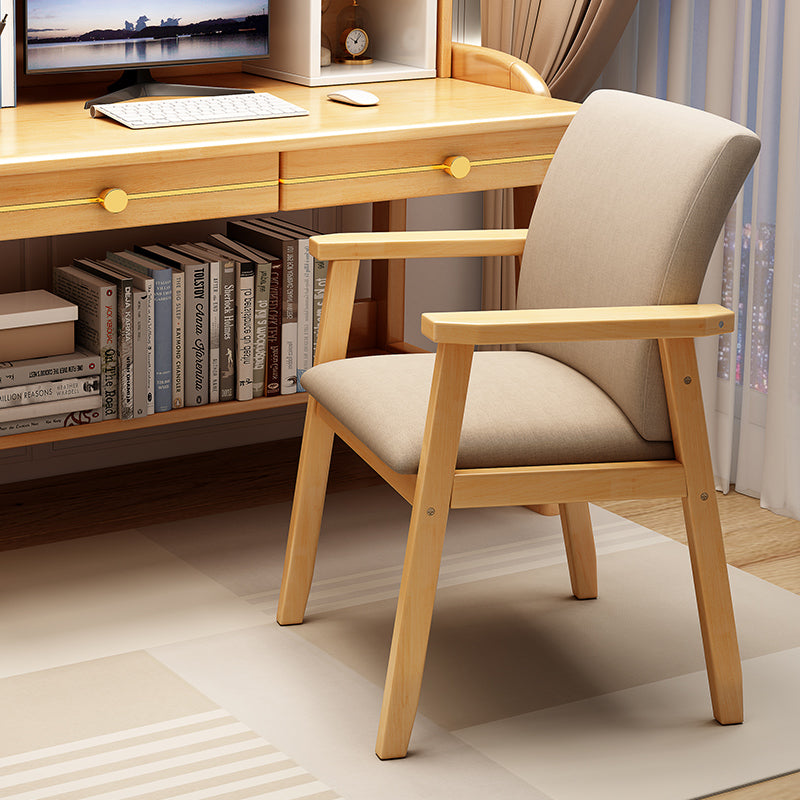 Pier Solid Wood Dining Chair with Cotton & Linen Upholstery - Natural Wood