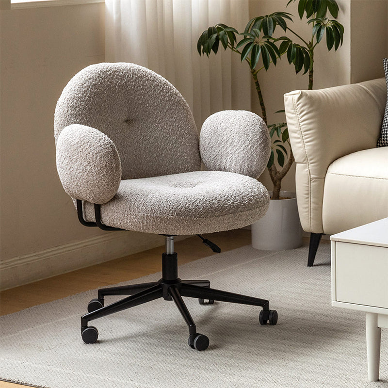 Faux Shearling Adjustable Height Computer Chair with Iron Base