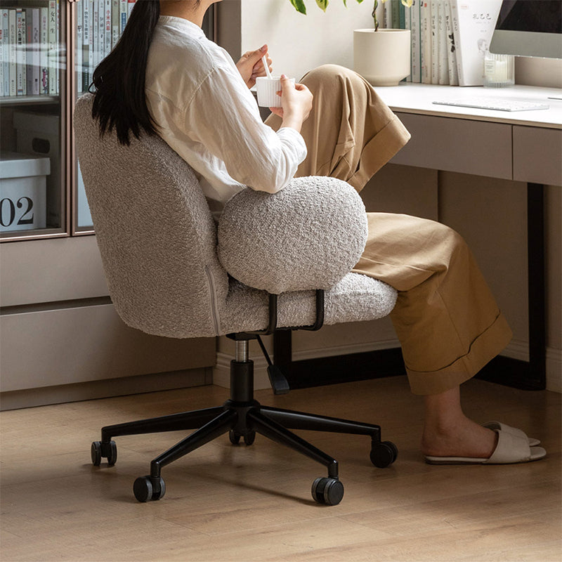 Faux Shearling Adjustable Height Computer Chair with Iron Base