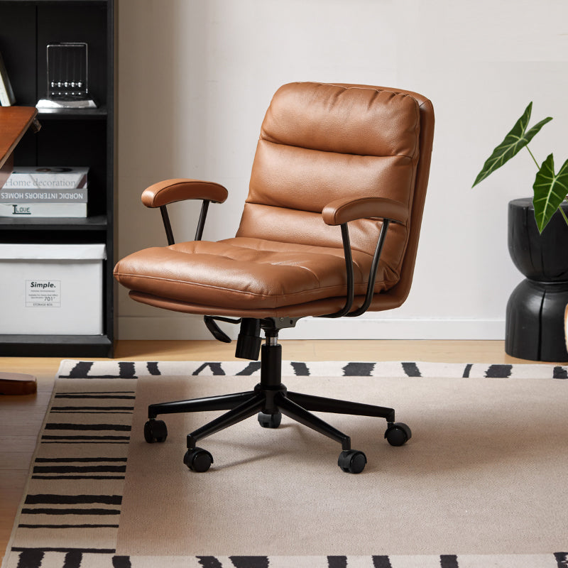 Genuine Leather Adjustable-Height Office Chair