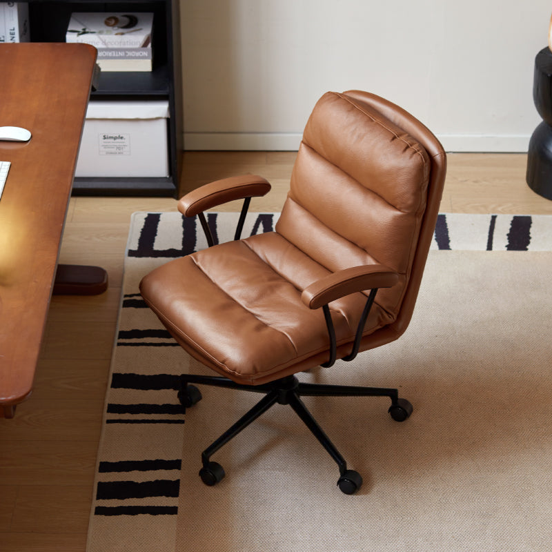 Genuine Leather Adjustable-Height Office Chair