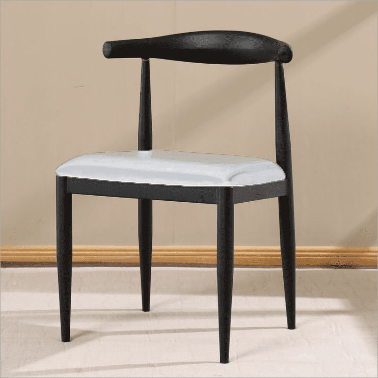 Solid Wood Dining Chair with PU Leather Cushion - Grey Seat